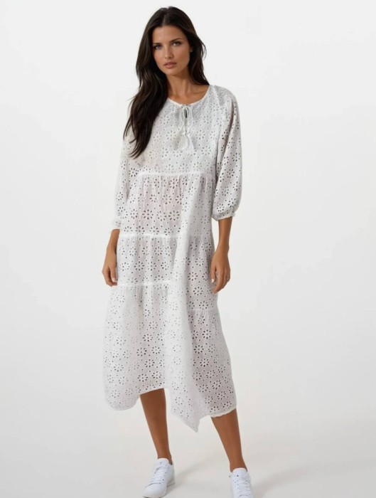 Rochie traditionala dama R25 alb crystal , marimea 3XL