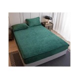 Cumpara ieftin Husa de Pat Tricot cu Elastic + 2 Fete de Perna pentru Pat Dublu VERDE INCHIS - ION28