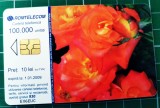 Cartelă telefonică Romtelecom Floral 10 lei 100.000 unități E06EUC exp. 01.01.2009 Trandafiri Gălbenele Flori Plante