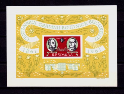 ✅RO 1961 LP 525 &amp;quot;Centenarul Gradinii Botanice Buc.&amp;quot;colita nedantelata 51 , MNH foto