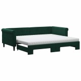 Cumpara ieftin Pat de zi cu extensie si saltele verde inchis 90x200 cm catifea