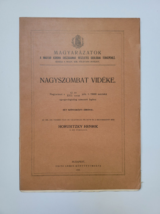 Rar - Trnava si imprejurimile (Nagyszombat), studiu geologic, Slovacia, 1910!