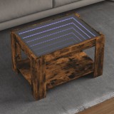 Cumpara ieftin Măsuță de cafea cu LED stejar fumuriu 73x53x45cm lemn prelucrat