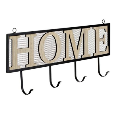Suport Metalic Lemn Home cu 4 Carlige pentru Chei 47.5x19cm foto