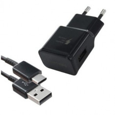 Original Fast Charger Samsung EP-TA20EBEC 9V-1,67A, 5V-2A,+cablu Type C, Negru foto