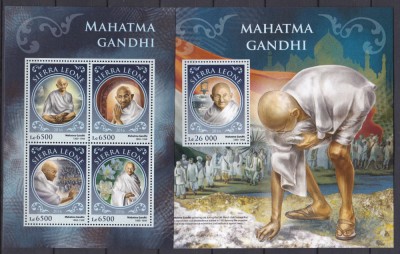DB1 Personalitati Mahatma Gandhi Umanism MS + SS MNH foto