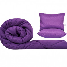 Set SomnART gama Coral, Pilota 200x220 cm si 2 perne 50x70 cm Purple Magic Relax KipRoom