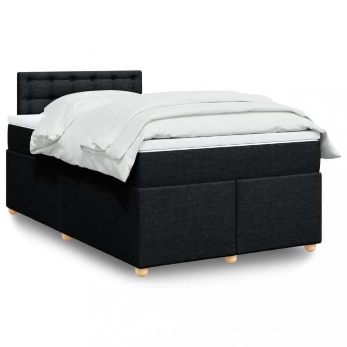 vidaXL Pat box spring cu saltea, negru, 120x200 cm, textil 3288963
