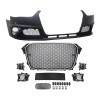 Set bara fata AUDI A4/S4 (B8), 11.2011-12.2015, cu rame cromate, cu lampi ceata, cu gauri spalator si 4 senzori parcare; grunduit, de vopsit; type RS