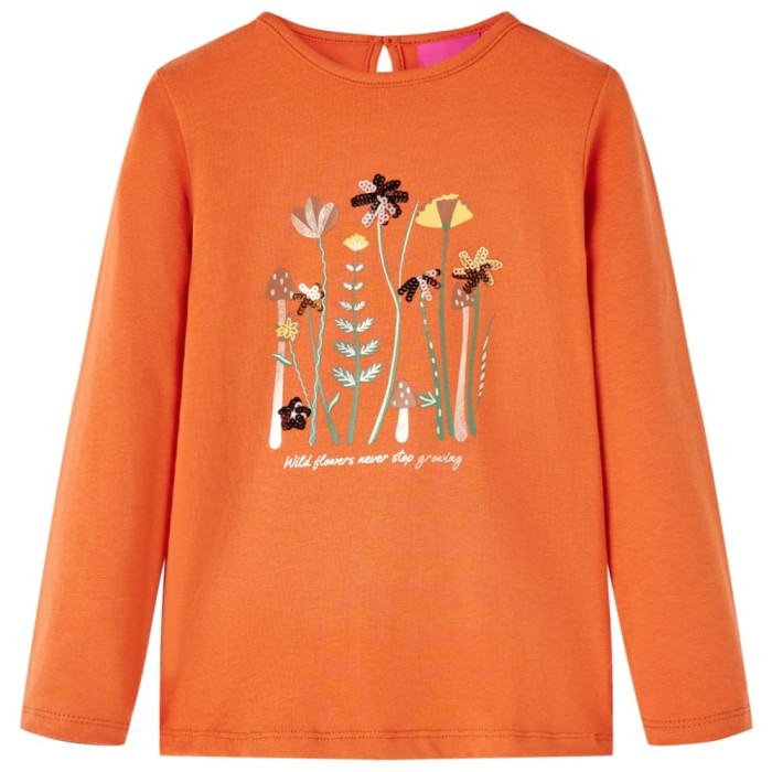 Tricou pentru copii cu m&acirc;neci lungi, portocaliu ars, 104