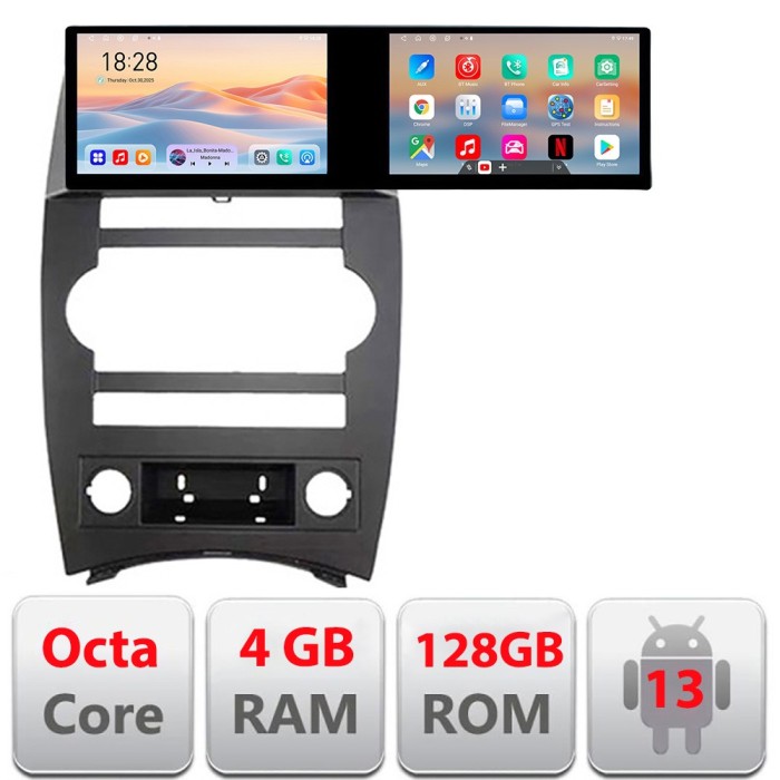 Navigatie Jeep Commander Edotec 2 ecrane 8 core 4+128 21.6 inch Incell android Wifi 5Ghz gps internet Kit-commander CarStore Technology