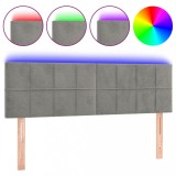 Cumpara ieftin Tablie de pat cu LED, gri deschis, 144x5x78/88 cm, catifea