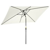 Outsunny Umbrelă de Grădină &Icirc;nclinabilă cu Manivelă și 6 Spiţe, 2x3 m, Alb Crem | Aosom Romania