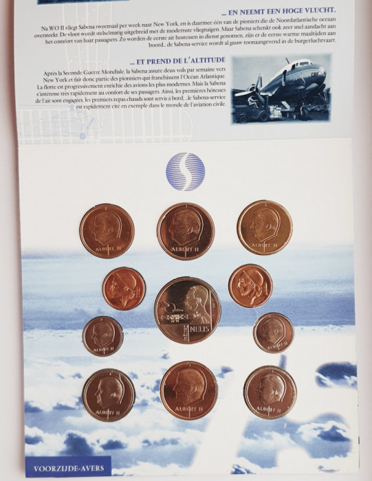 M01 Belgia set monetarie 10 monede 1998 50 centimes 1, 5, 20, 50 Francs