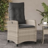 Scaun Gradina Rabatabil vidaXL, Poliratan Gri Deschis, Perna Antracit, Cadru Otel, 57x66x93cm, Rezistent UV, Confortabil, Durabil