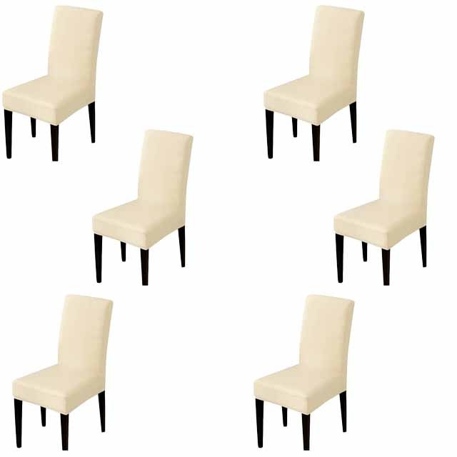 Set 6 huse scaun universale, elastice, masa, crem unt | arhiva Okazii.ro