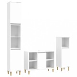 Cumpara ieftin Set mobilier de baie, 3 piese, alb, lemn compozit