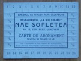 Carte de abonament interbelica ; Restaurantul La doi stejari , Bucuresti