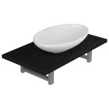 Cumpara ieftin Set mobilier de baie, 2 piese, negru, ceramica