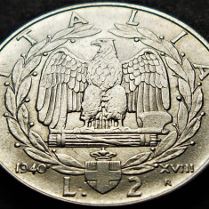 Moneda ISTORICA 2 LIRE - ITALIA FASCISTA, anul 1940 *cod 3704 = NEMAGNETICA!