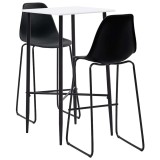 Cumpara ieftin Set mobilier de bar, 3 piese, negru, plastic