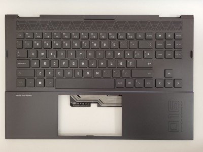 Carcasa superioara cu tastatura palmrest Laptop, HP, Omen 16-C, M57199-001, M57199-B31, M57199-271, KEQ44G3KTATP30, iluminata RGB 20 pini, layout US ( foto