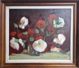 Cumpara ieftin M. Mureşeanu-Vas cu flori, pictură frumoasă &icirc;n ulei