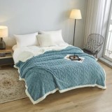 PATURĂ TRICOT CU BLĂNIȚĂ &ndash; ALBASTRU
