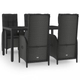 Cumpara ieftin Set mobilier de gradina cu perne, 5 piese, negru, poliratan