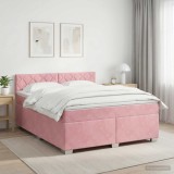 Cumpara ieftin Pat boxspring cu saltea cu headboard Roz 140 x 190 cm Catifea