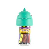 Carioci groase lavabile cu cutie depozitare Dinozaur,12 culori set, Strigo