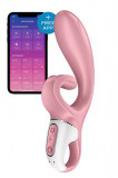 Vibrator Rabbit Hug Me Blueooth Control, Free App, Silicon, USB, Roz, 20 cm