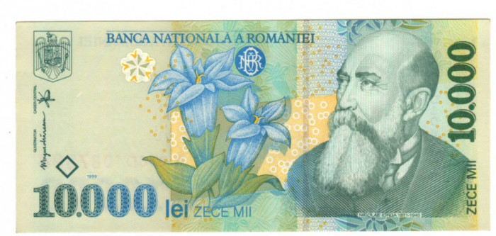 SV * Romania BNR 10000 / 10.000 LEI 1999 * NICOLAE IORGA * AUNC+ / UNC