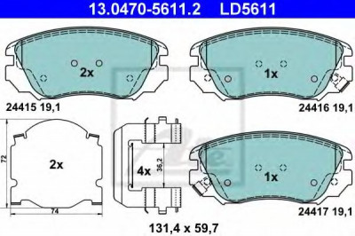 Set placute frana,frana disc CHEVROLET MALIBU (V300) (2012 - 2016) ATE 13.0470-5611.2 foto