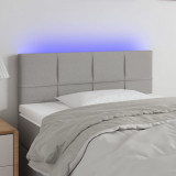 VidaXL Tăblie de pat cu LED, gri deschis, 100x5x78/88 cm, textil