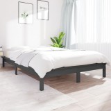 VidaXL Cadru de pat Small Double, gri, 120x190 cm, lemn masiv de pin