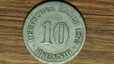 Germania - moneda de colectie istorica - 10 pfennig 1875 A - Berlin - frumoasa !