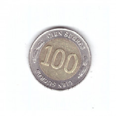 Moneda Ecuador 100 sucres 1997, stare foarte buna, curata