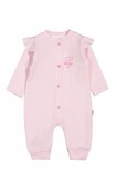 Salopeta cu maneca lunga si volanas nou nascut ROZ, Tongs baby (Marime: 3-6 Luni)