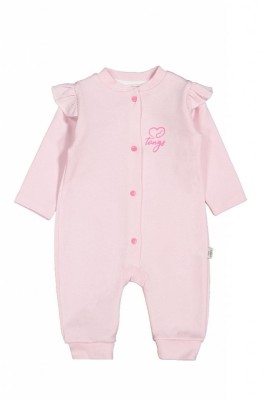 Salopeta cu maneca lunga si volanas nou nascut ROZ, Tongs baby (Marime: 3-6 Luni) foto