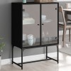 Dulap lateral cu uși din sticlă, negru, 69x37x100 cm