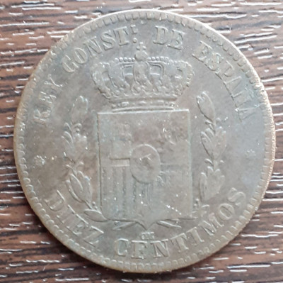 (M63) MONEDA SPANIA - 10 CENTIMOS 1878, LIT. OM, ALFONSO XII foto