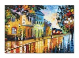 Tablou pictat manual, Peisaj citadin, impreuna pentru totdeauna, 70x50cm ulei pe panza in cutit efect 3D, Spectaculos