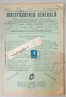 JURISPRUDENTA GENERALA , PUBLICATIUNE SAPTAMANALA DE JURISPRUDENTA ROMANA SI STRAINA , NR. 30 , 1942 foto
