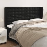 Gossi tablie de pat cu aripioare, negru, 183x23x118/128 cm, piele eco
