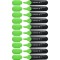 Set 10 Textmarkere Schneider Job, Varf Tesit si Scriere de 1-5 mm, Cerneala pe Baza de Apa, Culoare Verde Fluorescent, Evidentiator, Accesorii Birou,
