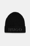 HUGO căciulă de l&acirc;nă culoarea negru, 50524129