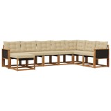 vidaXL Set de canapele de exterior cu pernă 8 pcs Natural și Bej 3382137