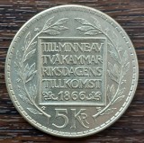 (A470) MONEDA DIN ARGINT SUEDIA - 5 KRONOR 1966, LIT. U, REFORMA CONSTITUTIONALA, Europa