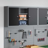 vidaXL Dulap unelte de perete, panou c&acirc;rlige, negru 100x20x55 cm oțel